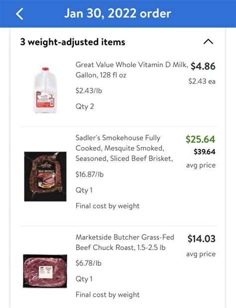 The their new reorder service lists your recent purchases (made both in-store and online) and allows you to easily repurchase them. . What does weight adjusted item mean at walmart